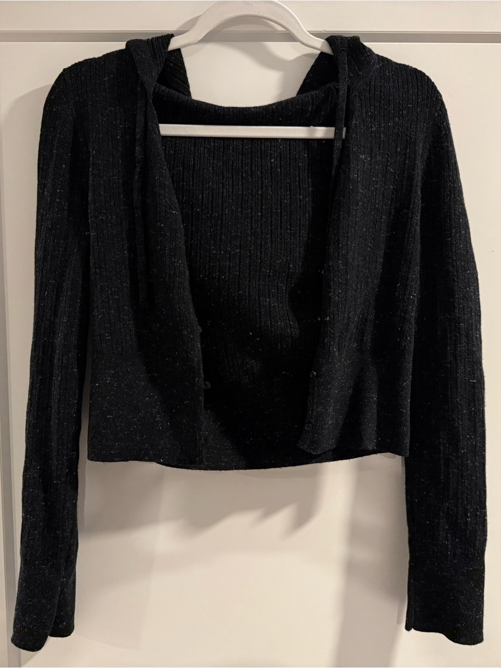lululemon athletica Black Ribbed Hooded Open-Front Cardigan